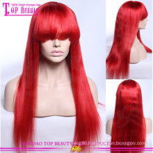 Long lasting lace front wig red human hair wig